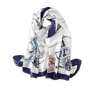 LumiSyne Seidenschal Damen Warm Weich Seidentuch Herbst Winter Retro Kunst Malerei Muster Hochwertige Weiche Natürliche Seide Lange Halstücher Sonnenschut Stola Ganzjährig