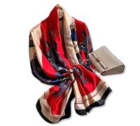 LumiSyne Seidenschal Damen Warm Weich Seidentuch Herbst Winter Retro Kunst Malerei Muster Hochwertige Weiche Natürliche Seide Lange Halstücher Sonnenschut Stola Ganzjährig
