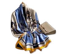 LumiSyne Seidenschal Damen Warm Weich Seidentuch Herbst Winter Retro Kunst Malerei Muster Hochwertige Weiche Natürliche Seide Lange Halstücher Sonnenschut Stola Ganzjährig