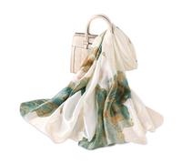 LumiSyne Seidenschal Damen Warm Weich Seidentuch Künstlerische Tusche- und Waschmalerei Eleganten Stil Blumenmuster Als Stola Halstücher Sonnenschut Kap Ganzjährig