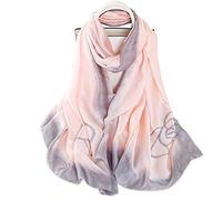LumiSyne Seidenschal Damen Warm Weich Seidentuch Künstlerische Tusche- und Waschmalerei Eleganten Stil Blumenmuster Als Stola Halstücher Sonnenschut Kap Ganzjährig