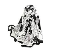 LumiSyne Seidenschal Damen Warm Weich Seidentuch Künstlerische Tusche- und Waschmalerei Eleganten Stil Blumenmuster Als Stola Halstücher Sonnenschut Kap Ganzjährig