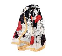 LumiSyne Seidenschal Damen Warm Weich Seidentuch Künstlerische Tusche- und Waschmalerei Eleganten Stil Blumenmuster Als Stola Halstücher Sonnenschut Kap Ganzjährig