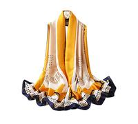 LumiSyne Seidenschals Damen Blume Blätter Gedruckt Künstlerisch Farbnähte Kollokation Mode Seidentuch Damen Lange Halstücher Tücher Stola Warme Sonnencreme Schal Ganzjährig