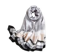 LumiSyne Seidenschals Damen Blume Blätter Gedruckt Künstlerisch Farbnähte Kollokation Mode Seidentuch Damen Lange Halstücher Tücher Stola Warme Sonnencreme Schal Ganzjährig