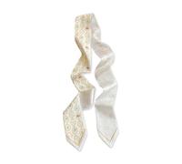LumiSyne Skinny Seidenschal Damen Mädchen Schmale Lange Halstuch Blume Blätter Gedruckt Frischer Pastoraler Stil Leicht Satin Schal Stirnbänder Kopfschmuck Haarschal Griff Wrap Ribbon