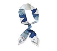 LumiSyne Skinny Seidenschal Damen Mädchen Schmale Lange Halstuch Blume Blätter Gedruckt Frischer Pastoraler Stil Leicht Satin Schal Stirnbänder Kopfschmuck Haarschal Griff Wrap Ribbon