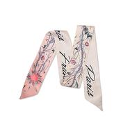 LumiSyne Skinny Seidenschal Damen Mädchen Schmale Lange Halstuch Blume Druck Buchstaben Muster Romantisch Künstlerisch Stil Satin Ribbon Seidentüch Krawatte Kopfschmuck Haarschal Handtasche Griffband