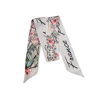 LumiSyne Skinny Seidenschal Damen Mädchen Schmale Lange Halstuch Blume Druck Buchstaben Muster Romantisch Künstlerisch Stil Satin Ribbon Seidentüch Krawatte Kopfschmuck Haarschal Handtasche Griffband