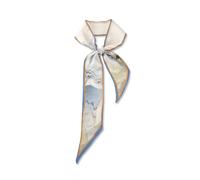 LumiSyne Skinny Seidenschal Damen Mädchen Schmale Lange Halstuch Blume Druck Chinesischer Stil Malerei Muster Elegante Künstlerisch Stil Seidentüch Krawatte Kopfschmuck Haarschal Griff Wrap Ribbon