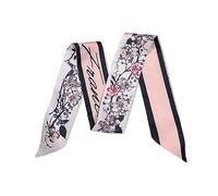 LumiSyne Skinny Seidenschal Damen Mädchen Schmale Lange Halstuch Blumen Baum Druck Buchstaben Muster Retro Künstlerisch Stil Satin Ribbon Seidentüch Krawatte Kopfschmuck Haarschal Handtasche Griffband