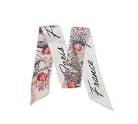 LumiSyne Skinny Seidenschal Damen Mädchen Schmale Lange Halstuch Blumen Baum Druck Buchstaben Muster Retro Künstlerisch Stil Satin Ribbon Seidentüch Krawatte Kopfschmuck Haarschal Handtasche Griffband