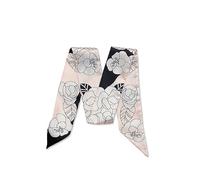 LumiSyne Skinny Seidenschal Damen Mädchen Schmale Lange Halstuch Blumen Baum Druck Buchstaben Muster Retro Künstlerisch Stil Satin Ribbon Seidentüch Krawatte Kopfschmuck Haarschal Handtasche Griffband