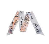 LumiSyne Skinny Seidenschal Damen Mädchen Schmale Lange Halstuch Blumen Baum Druck Buchstaben Muster Retro Künstlerisch Stil Satin Ribbon Seidentüch Krawatte Kopfschmuck Haarschal Handtasche Griffband