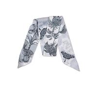 LumiSyne Skinny Seidenschal Damen Mädchen Schmale Lange Halstuch Blumen Baum Druck Buchstaben Muster Retro Künstlerisch Stil Satin Ribbon Seidentüch Krawatte Kopfschmuck Haarschal Handtasche Griffband