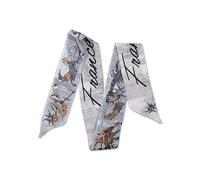 LumiSyne Skinny Seidenschal Damen Mädchen Schmale Lange Halstuch Blumen Baum Druck Buchstaben Muster Retro Künstlerisch Stil Satin Ribbon Seidentüch Krawatte Kopfschmuck Haarschal Handtasche Griffband