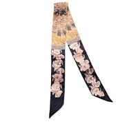 LumiSyne Skinny Seidenschal Damen Mädchen Schmale Lange Halstuch Leopard Animal Print Bunte Blumen Muster Satin Ribbon Seidentüch Krawatte Kopfschmuck Haarschal Griff Wrap Ribbon