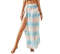 LumiSyne Strandkleider Für Damen Chiffon Pareo Bikini Cover Ups Einfarbige/Leoparden Muster Sexy Badeanzug Wickelröcke Sommer Bademode Lang Strand Wrap Sarong