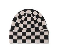 LumiSyne Strickmütze Für Damen Herren Schachbrett Kariert Muster Doppelter Zweck Mütze Mit Bündchen Und Slouchy Beanie Doppellagiger Stoff Stretchy Warme Baggy Skull Cap Winter Mütze Für Outdoor