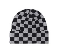 LumiSyne Strickmütze Für Damen Herren Schachbrett Kariert Muster Doppelter Zweck Mütze Mit Bündchen Und Slouchy Beanie Doppellagiger Stoff Stretchy Warme Baggy Skull Cap Winter Mütze Für Outdoor