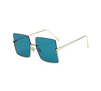 LumiSyne Übergroße Quadratische Sonnenbrille Für Damen Herren Metall Halbrandlose Farbige Transparent Linsen Retro Mode Gläser UV 400 Schutz Schatten Brille Frauen Brille Dekoration Reisen Im Freien