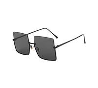 LumiSyne Übergroße Quadratische Sonnenbrille Für Damen Herren Metall Halbrandlose Farbige Transparent Linsen Retro Mode Gläser UV 400 Schutz Schatten Brille Frauen Brille Dekoration Reisen Im Freien