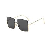 LumiSyne Übergroße Quadratische Sonnenbrille Für Damen Herren Metall Halbrandlose Farbige Transparent Linsen Retro Mode Gläser UV 400 Schutz Schatten Brille Frauen Brille Dekoration Reisen Im Freien