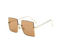 LumiSyne Übergroße Quadratische Sonnenbrille Für Damen Herren Metall Halbrandlose Farbige Transparent Linsen Retro Mode Gläser UV 400 Schutz Schatten Brille Frauen Brille Dekoration Reisen Im Freien
