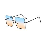 LumiSyne Übergroße Quadratische Sonnenbrille Für Damen Herren Metall Halbrandlose Farbige Transparent Linsen Retro Mode Gläser UV 400 Schutz Schatten Brille Frauen Brille Dekoration Reisen Im Freien