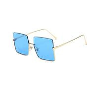 LumiSyne Übergroße Quadratische Sonnenbrille Für Damen Herren Metall Halbrandlose Farbige Transparent Linsen Retro Mode Gläser UV 400 Schutz Schatten Brille Frauen Brille Dekoration Reisen Im Freien