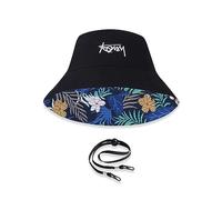 LumiSyne Unisex Wendbarer Fischerhut Einfarbig Mit Buchstaben Stickerei/Hawaii Stil Druck Doppelseitig Baumwolle Eimerhut Mit Abnehmbare Kinnband Faltbar Bucket Hat Sonnenhut Für Sommer Strand Reise