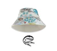 LumiSyne Unisex Wendbarer Fischerhut Einfarbig Mit Buchstaben Stickerei/Hawaii Stil Druck Doppelseitig Baumwolle Eimerhut Mit Abnehmbare Kinnband Faltbar Bucket Hat Sonnenhut Für Sommer Strand Reise