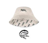 LumiSyne Unisex Wendbarer Fischerhut Einfarbig Mit Buchstaben Stickerei/Hawaii Stil Druck Doppelseitig Baumwolle Eimerhut Mit Abnehmbare Kinnband Faltbar Bucket Hat Sonnenhut Für Sommer Strand Reise