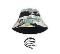 LumiSyne Unisex Wendbarer Fischerhut Einfarbig Mit Buchstaben Stickerei/Hawaii Stil Druck Doppelseitig Baumwolle Eimerhut Mit Abnehmbare Kinnband Faltbar Bucket Hat Sonnenhut Für Sommer Strand Reise