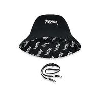 LumiSyne Unisex Wendbarer Fischerhut Einfarbig Mit Buchstaben Stickerei/Hawaii Stil Druck Doppelseitig Baumwolle Eimerhut Mit Abnehmbare Kinnband Faltbar Bucket Hat Sonnenhut Für Sommer Strand Reise