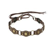 LumiSyne Vintage Western Gürtel Für Damen Breite Scheibengürtel Metallring Leder Glied Nieten Besetzt Schnürung Stil Concho Ledergürtel Cowgirl Taillengürtel Für Jeans Hosen Kleider Y2K Grunge Zubehör