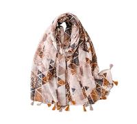 LumiSyne Voile Schal Für Damen Gedruckt Blumen Pflanze Geometrisch Muster Mit Zweifarbige Fransen Leichte Durchsichtiger Schal Lange Weiche Umschlagtuch Stola