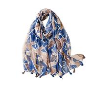 LumiSyne Voile Schal Für Damen Gedruckt Blumen Pflanze Geometrisch Muster Mit Zweifarbige Fransen Leichte Durchsichtiger Schal Lange Weiche Umschlagtuch Stola