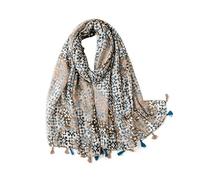 LumiSyne Voile Schal Für Damen Gedruckt Blumen Pflanze Geometrisch Muster Mit Zweifarbige Fransen Leichte Durchsichtiger Schal Lange Weiche Umschlagtuch Stola