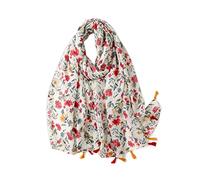 LumiSyne Voile Schal Für Damen Gedruckt Blumen Pflanze Geometrisch Muster Mit Zweifarbige Fransen Leichte Durchsichtiger Schal Lange Weiche Umschlagtuch Stola