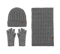 LumiSyne Winter 3 In 1 Mütze Schal Handschuh Sets Für Herren Damen Chunky Gestrickt Alpaka Wolle Textur Einfarbig Kabel Gestrickte Strickmütze Langer Schal Touchscreen Handschuhe Dicke Warme Futter