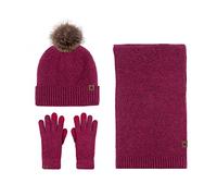 LumiSyne Winter 3 In 1 Mütze Schal Handschuh Sets Für Herren Damen Einfarbig Rhombus Strickmütze Beanie Langer Schal Touchscreen Handschuhe Bommelmütze Mit Pompom Weiche Wolle Thermisch Fleece Futter