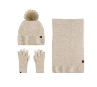 LumiSyne Winter 3 In 1 Mütze Schal Handschuh Sets Für Herren Damen Einfarbig Rhombus Strickmütze Beanie Langer Schal Touchscreen Handschuhe Bommelmütze Mit Pompom Weiche Wolle Thermisch Fleece Futter