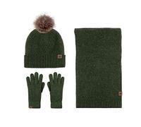 LumiSyne Winter 3 In 1 Mütze Schal Handschuh Sets Für Herren Damen Einfarbig Rhombus Strickmütze Beanie Langer Schal Touchscreen Handschuhe Bommelmütze Mit Pompom Weiche Wolle Thermisch Fleece Futter
