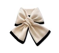 LumiSyne Winter Gestrickte Schal Für Damen Retro Farbblockierung Schlupfloch Durchziehen Design Niedlicher Schleifenknoten Halswärmer Kreuz Kragen Schal Warmer Kleiner Halstuch