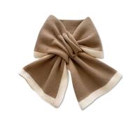 LumiSyne Winter Gestrickte Schal Für Damen Retro Farbblockierung Schlupfloch Durchziehen Design Niedlicher Schleifenknoten Halswärmer Kreuz Kragen Schal Warmer Kleiner Halstuch