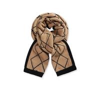 LumiSyne Winter Gestrickte Schals Für Damen Herren Reversible Weihnachten Schal Doppelseitig Zweifarbig Vintage Diamant Karo Muster Lange Halstuch Weiche Warm Schal Kragen 180×29cm