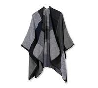 LumiSyne Winter Kaschmir Schal Für Damen Poncho Schal Cape Strick Farbnähte Karierte Muster Offene Front Cardigan Poncho Tartan Decke Kap-Schal Elegant Umhängetuch Stola Übergroße Warme Pashmina Schal