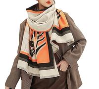 LumiSyne Winter Schal Kaschmir Stolen Für Damen Farbspleißen Tierisches Muster Warme Pashmina Schals Mit Quasten/Fransen Weiche Wolle Verdickter Schultertuch Tücher