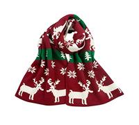 LumiSyne Winter Schals Damen Gestrickte Schals Doppelseitige Christmas Weihnachten Rentier Geweih Schneeflocken Muster Lang Pashmina Stola Dicke